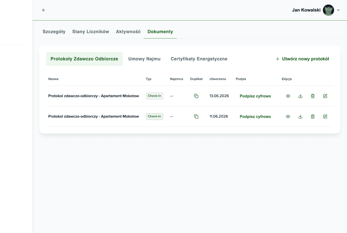 List of handover protocols in the Brokik app